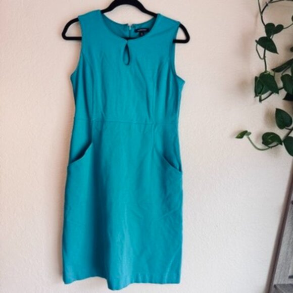 Lands’ End Teal Sleeveless Sheath Dress – Keyhole Neckline, Size 10 - Picture 2 of 5
